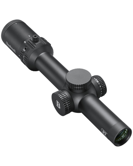 Black rifle scope on a white background