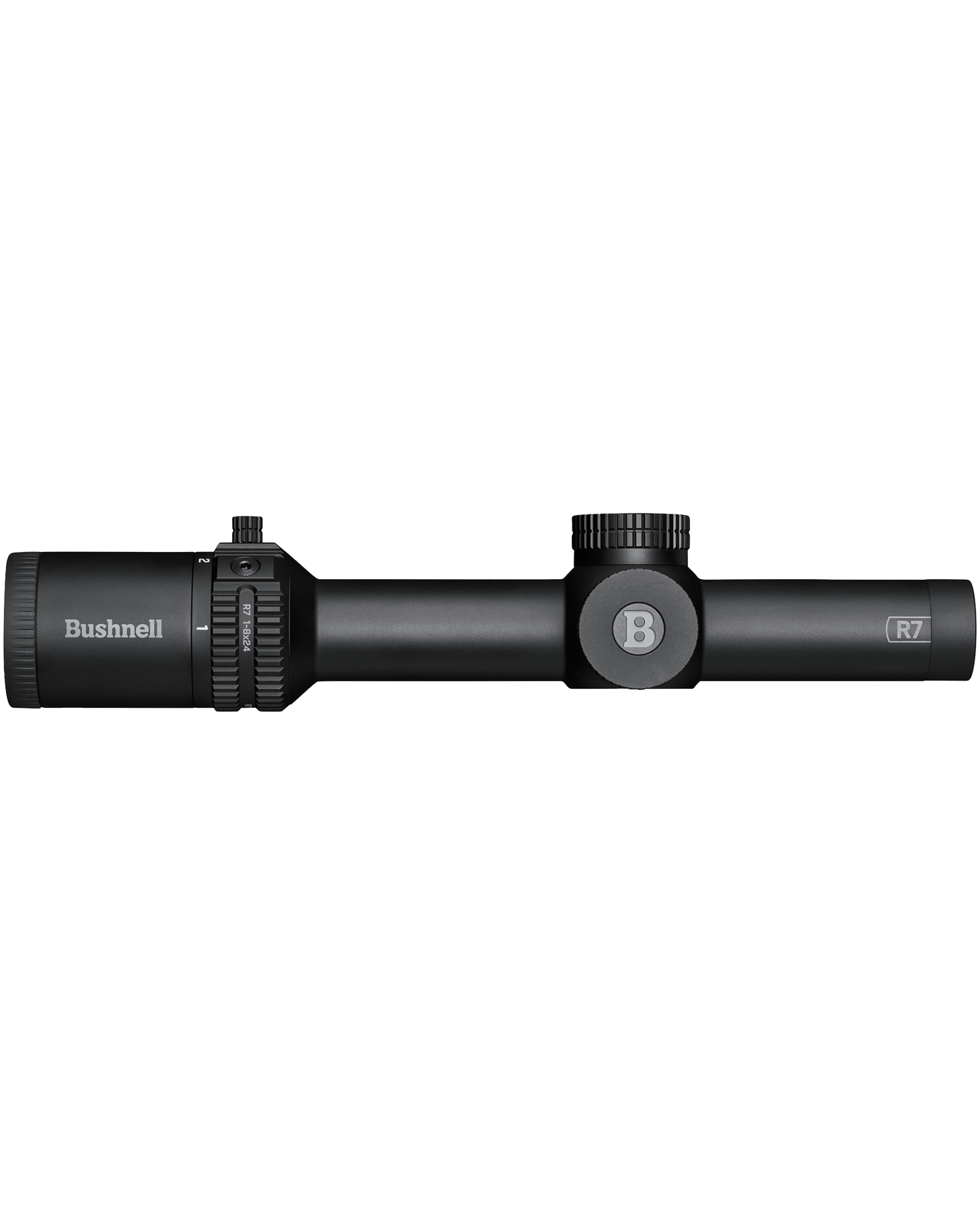 Black rifle scope with Bushnell logo on a white background