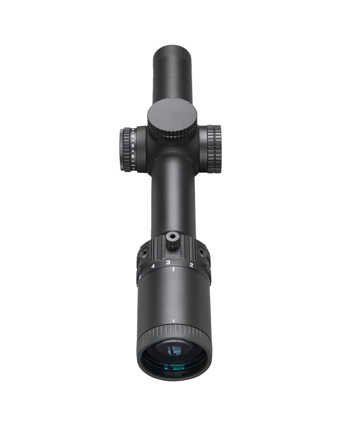 Black rifle scope on a white background