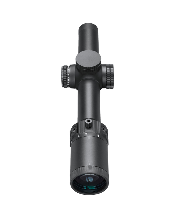 Black rifle scope on a white background
