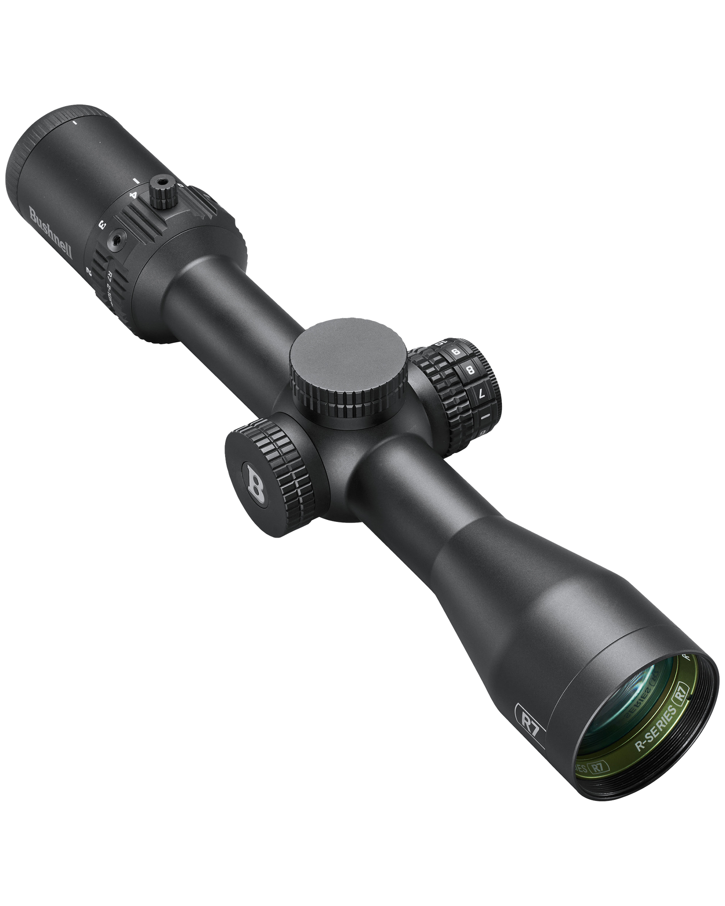Black rifle scope on a white background