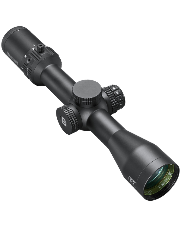 Black rifle scope on a white background
