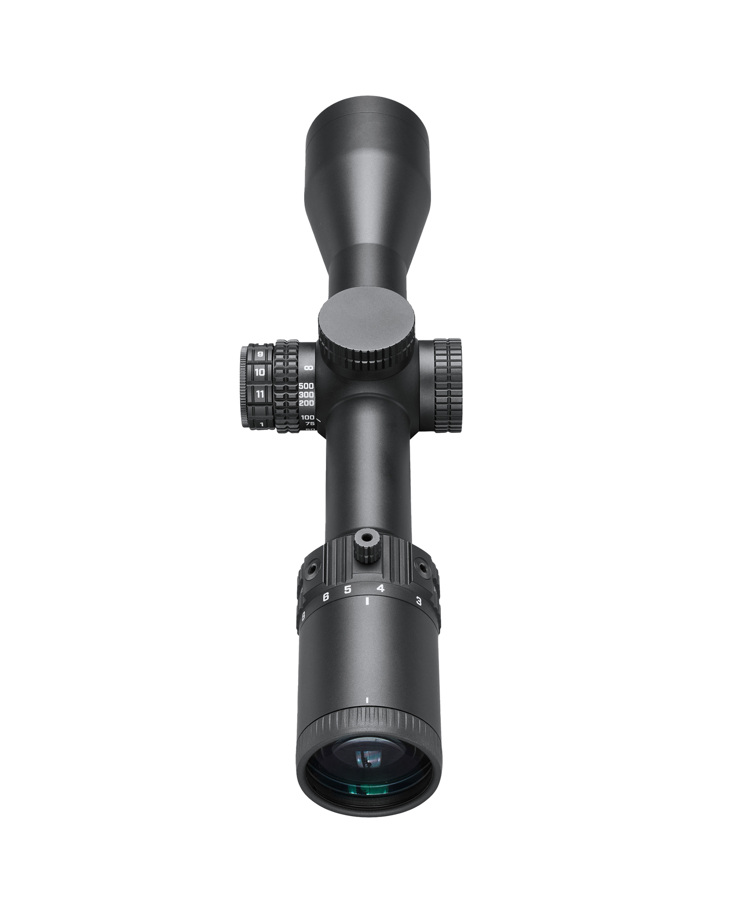 Black rifle scope on a white background