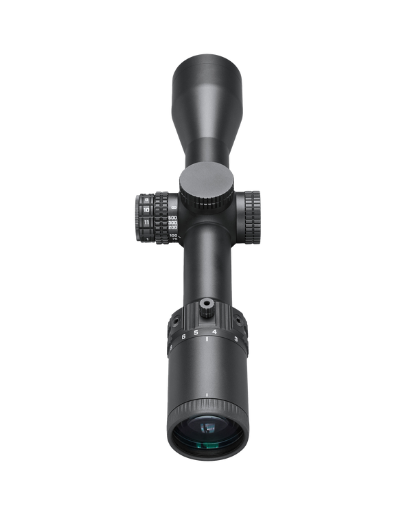 Black rifle scope on a white background