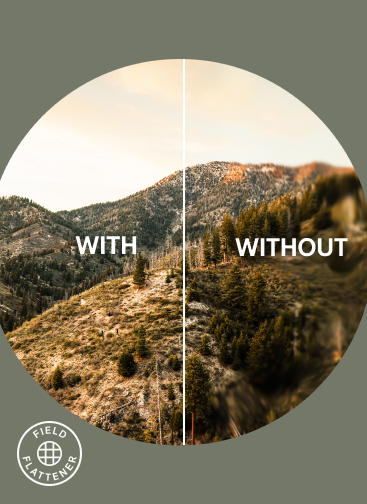 Field-flattener comparison showing improved sharpness towards the edge of the binocular view