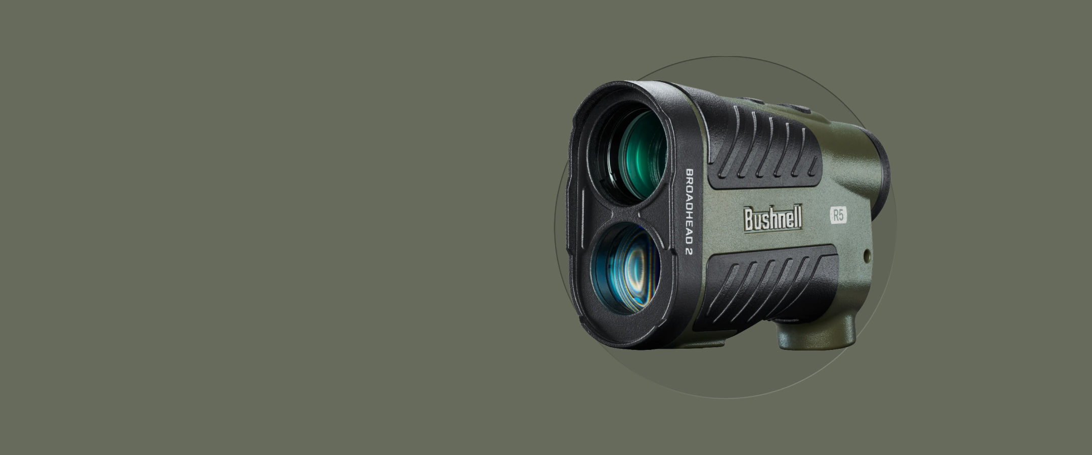 Rangefinder with Bushnell logo on a gray background