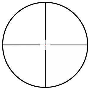 Circular reticle with crosshairs on a white background