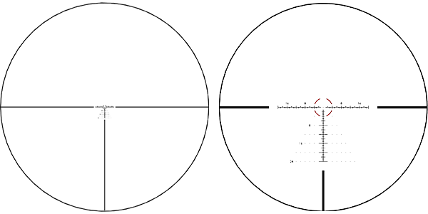 Sighting in scope with reticle and crosshairs