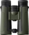 Green binoculars with black accents on a white background, featuring the Bushnell logo.