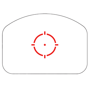 Red target symbol on a white background