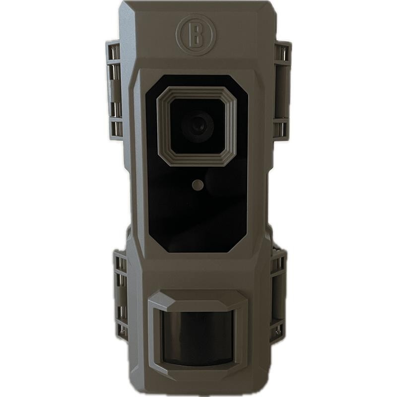 Brown hunting camera with a logo on a white background