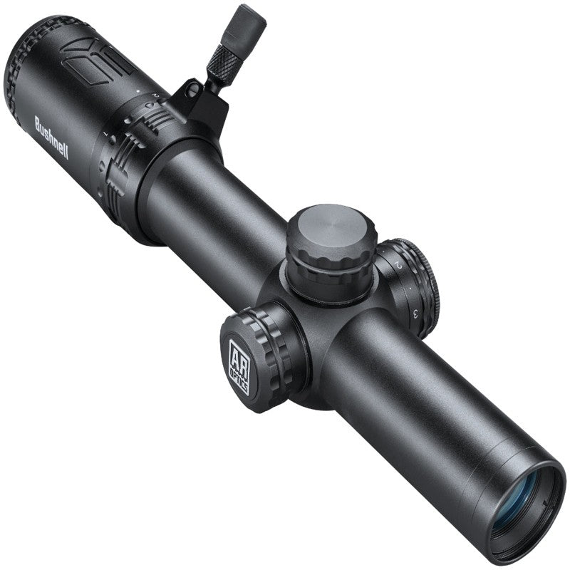 Black rifle scope with AR-15 logo on a white background