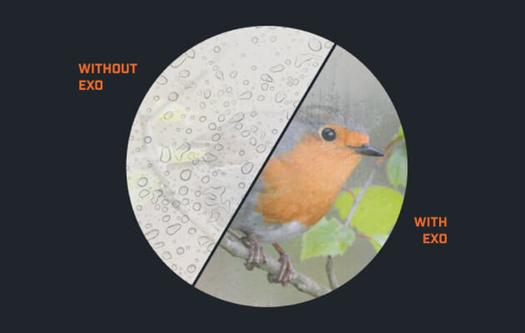 Graphic demonstrating Bushnell Binoculars EXO Barrier