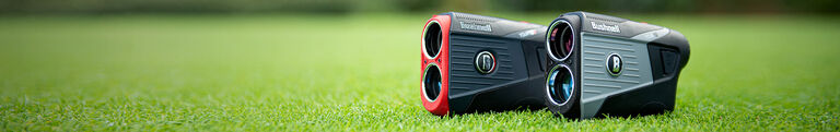 Bushnell Golf Tour V5 and Tour V5 Shift Rangefinders on golf course green