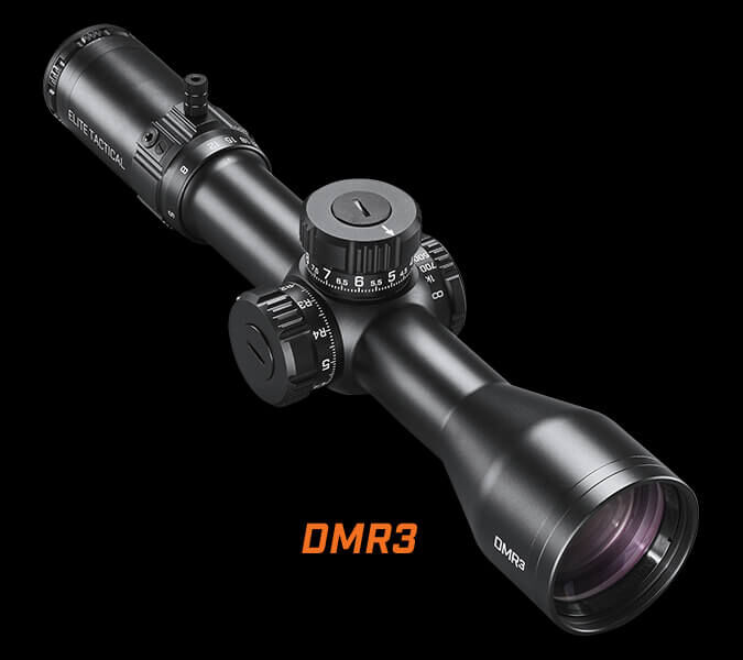 Elite Tactical DMR3 Riflescope on dark background