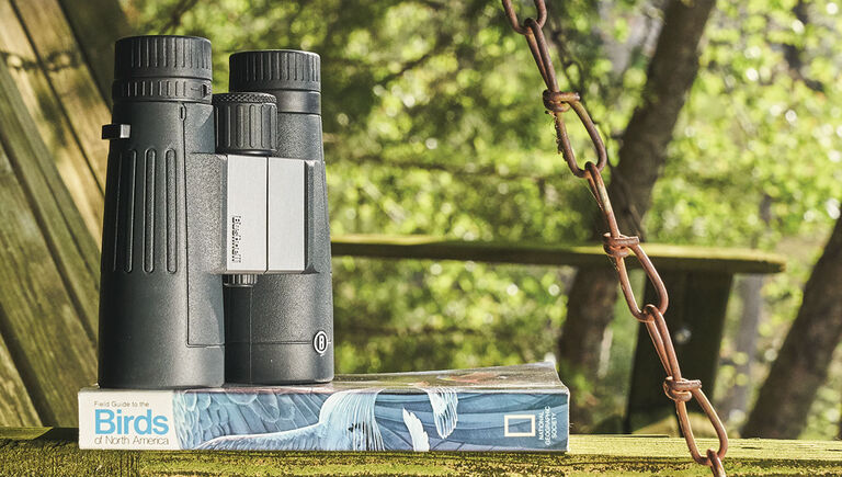 Binocolo Bushnell Powerview 2 su un libro per il birdwatching