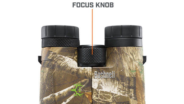 Close up of the focus knob on the Bushnell Powerview Binoculars