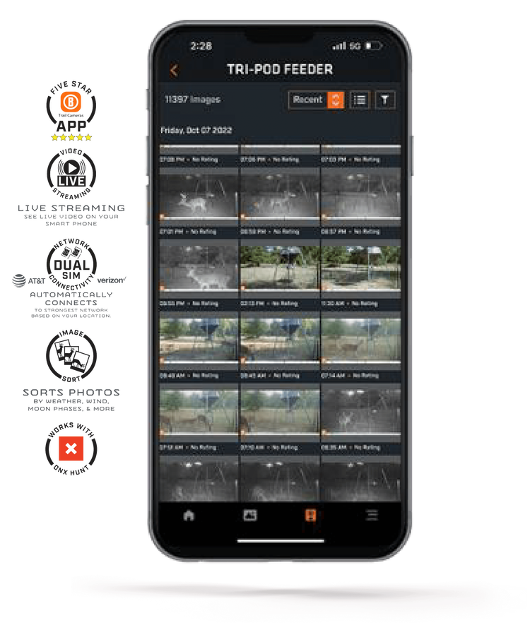 Phone showing trail cam footage on transparent background