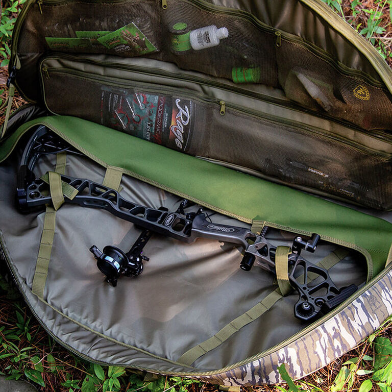 Primos Soft Bow Case opened up loaded with gear