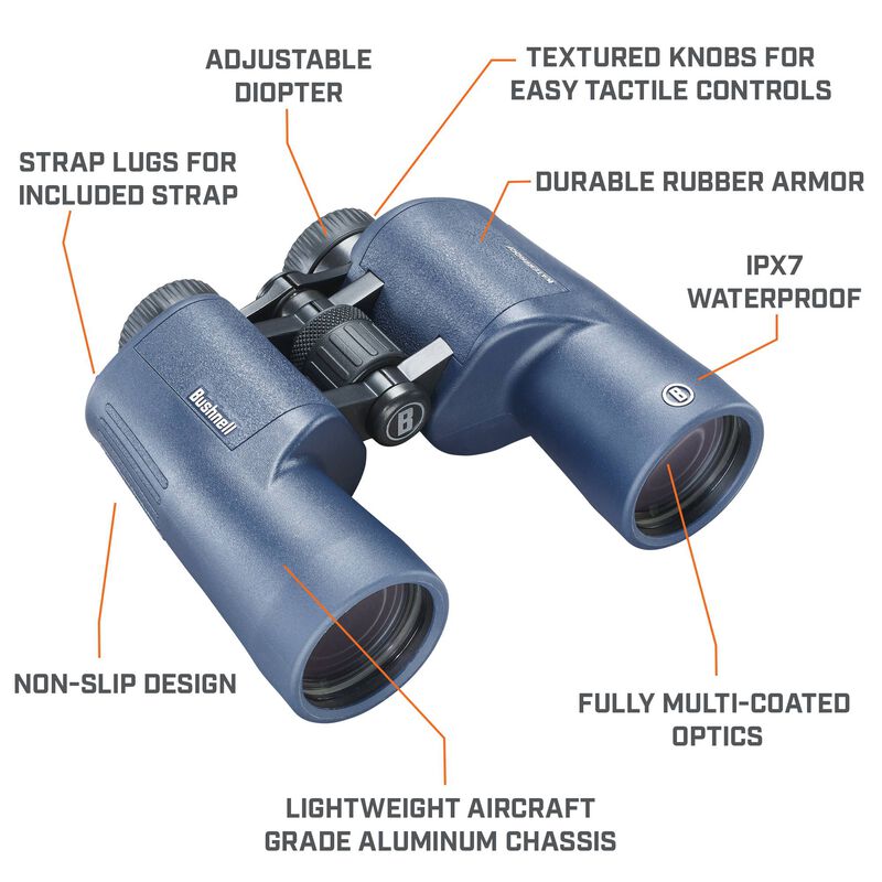 H20 Porro Prism Water Resistant Binoculars, 7x50 Magnification 