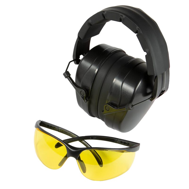 Eye and Ear Protection Combo Black Passive Muff, Amber Lens, Clam Eye and Ear Protection Combo Black Passive Muff, Amber Lens, Clam
