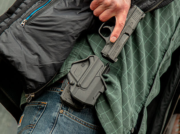 Close-up of a Blackhawk T-Series Holster