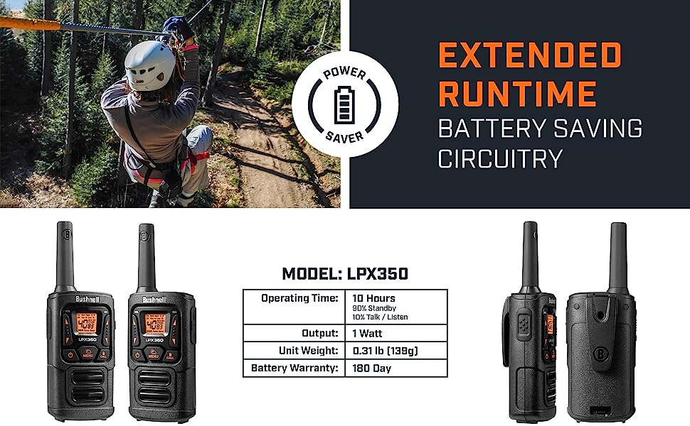 These radios are recharge ready and can operate for up to 10 hours.
