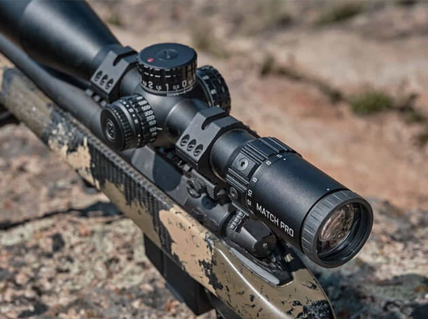 Detail of Match Pro ED Riflescope mounted on a rifle