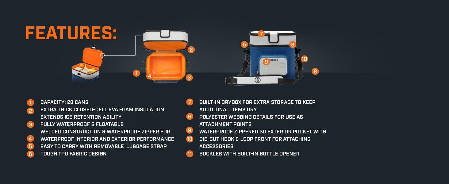 The numerous features of the Bushnell 20 can cooler.